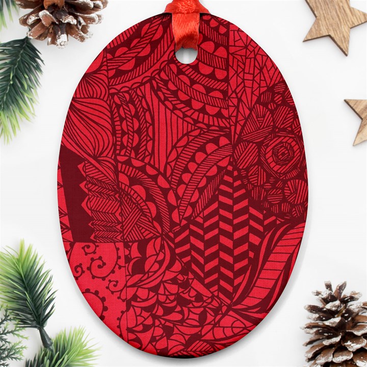 Deep Red Background Abstract Ornament (Oval)