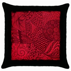 Deep Red Background Abstract Throw Pillow Case (black) by Simbadda