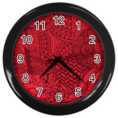 Deep Red Background Abstract Wall Clocks (black)