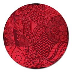 Deep Red Background Abstract Magnet 5  (round) by Simbadda