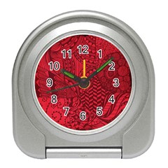 Deep Red Background Abstract Travel Alarm Clocks by Simbadda