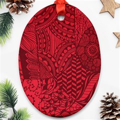 Deep Red Background Abstract Oval Ornament (two Sides) by Simbadda