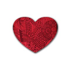 Deep Red Background Abstract Heart Coaster (4 Pack)  by Simbadda