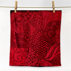 Deep Red Background Abstract Face Towel by Simbadda