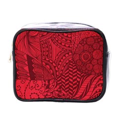 Deep Red Background Abstract Mini Toiletries Bags by Simbadda