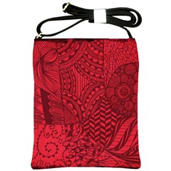 Deep Red Background Abstract Shoulder Sling Bags by Simbadda