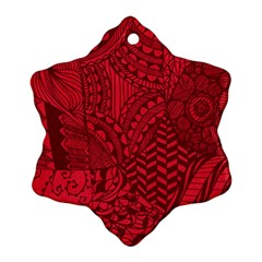 Deep Red Background Abstract Snowflake Ornament (two Sides) by Simbadda