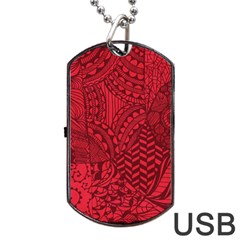 Deep Red Background Abstract Dog Tag Usb Flash (two Sides) by Simbadda