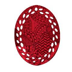 Deep Red Background Abstract Oval Filigree Ornament (two Sides) by Simbadda