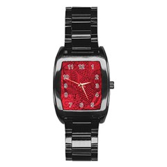 Deep Red Background Abstract Stainless Steel Barrel Watch by Simbadda