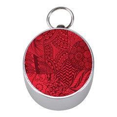 Deep Red Background Abstract Mini Silver Compasses by Simbadda