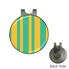 Green And Orange Herringbone Wallpaper Pattern Background Hat Clips With Golf Markers by Simbadda