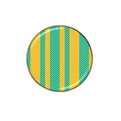 Green And Orange Herringbone Wallpaper Pattern Background Hat Clip Ball Marker (4 Pack) by Simbadda