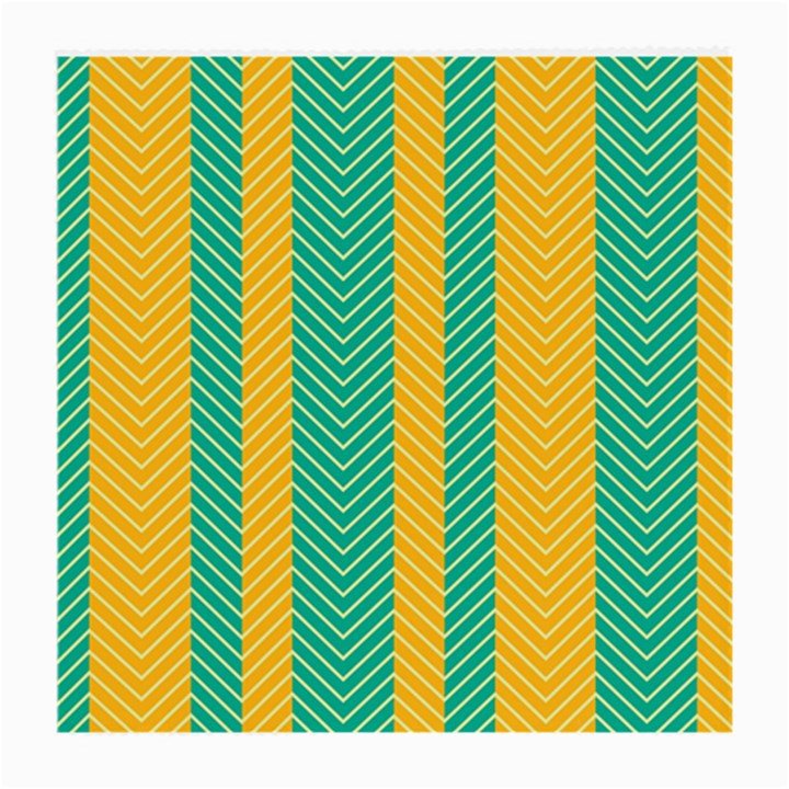 Green And Orange Herringbone Wallpaper Pattern Background Medium Glasses Cloth (2-Side)