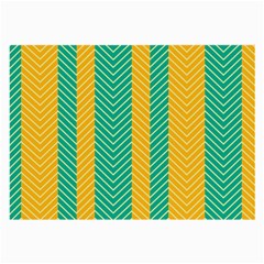 Green And Orange Herringbone Wallpaper Pattern Background Large Glasses Cloth (2-side) by Simbadda