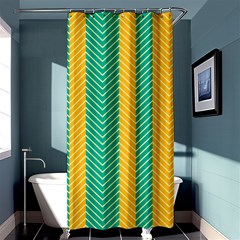 Green And Orange Herringbone Wallpaper Pattern Background Shower Curtain 36  X 72  (stall)  by Simbadda