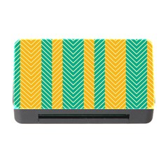 Green And Orange Herringbone Wallpaper Pattern Background Memory Card Reader With Cf by Simbadda