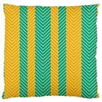 Green And Orange Herringbone Wallpaper Pattern Background Large Cushion Case (Two Sides) Front