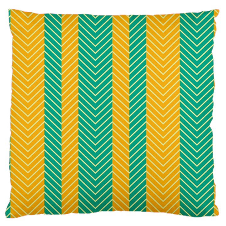 Green And Orange Herringbone Wallpaper Pattern Background Large Cushion Case (Two Sides)