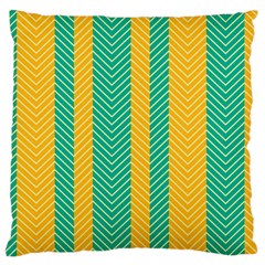 Green And Orange Herringbone Wallpaper Pattern Background Large Flano Cushion Case (two Sides) by Simbadda