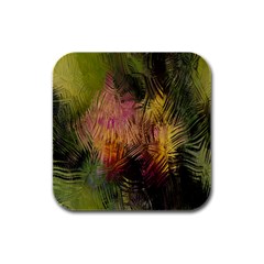 Abstract Brush Strokes In A Floral Pattern  Rubber Square Coaster (4 Pack)  by Simbadda