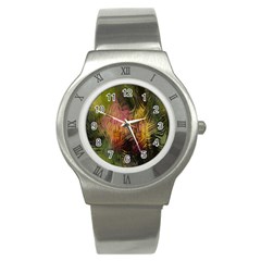 Abstract Brush Strokes In A Floral Pattern  Stainless Steel Watch by Simbadda