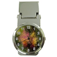 Abstract Brush Strokes In A Floral Pattern  Money Clip Watches by Simbadda