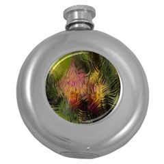 Abstract Brush Strokes In A Floral Pattern  Round Hip Flask (5 Oz) by Simbadda