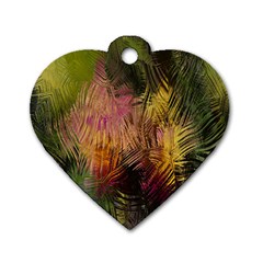 Abstract Brush Strokes In A Floral Pattern  Dog Tag Heart (two Sides) by Simbadda