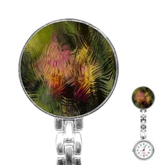 Abstract Brush Strokes In A Floral Pattern  Stainless Steel Nurses Watch by Simbadda