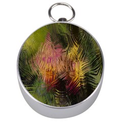 Abstract Brush Strokes In A Floral Pattern  Silver Compasses by Simbadda