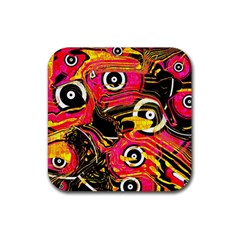 Abstract Clutter Pattern Baffled Field Rubber Coaster (square)  by Simbadda