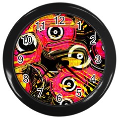 Abstract Clutter Pattern Baffled Field Wall Clocks (black) by Simbadda