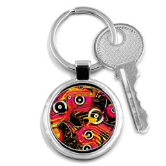 Abstract Clutter Pattern Baffled Field Key Chains (round)  by Simbadda