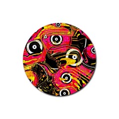 Abstract Clutter Pattern Baffled Field Rubber Coaster (round)  by Simbadda