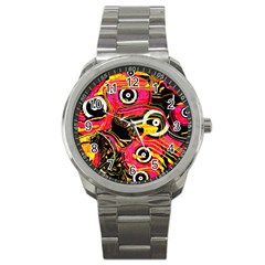 Abstract Clutter Pattern Baffled Field Sport Metal Watch by Simbadda