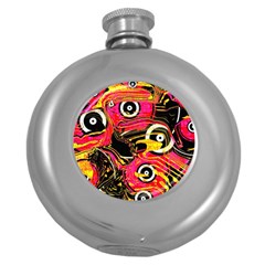 Abstract Clutter Pattern Baffled Field Round Hip Flask (5 Oz) by Simbadda