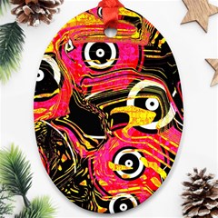 Abstract Clutter Pattern Baffled Field Oval Ornament (two Sides) by Simbadda