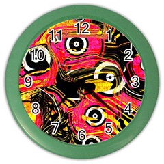 Abstract Clutter Pattern Baffled Field Color Wall Clocks by Simbadda