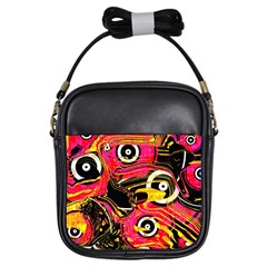 Abstract Clutter Pattern Baffled Field Girls Sling Bags