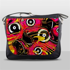 Abstract Clutter Pattern Baffled Field Messenger Bags by Simbadda