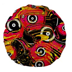 Abstract Clutter Pattern Baffled Field Large 18  Premium Flano Round Cushions by Simbadda