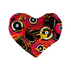 Abstract Clutter Pattern Baffled Field Standard 16  Premium Flano Heart Shape Cushions by Simbadda