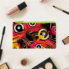 Abstract Clutter Pattern Baffled Field Cosmetic Bag (xs) by Simbadda