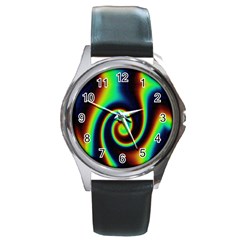 Background Colorful Vortex In Structure Round Metal Watch by Simbadda