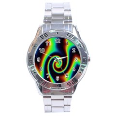 Background Colorful Vortex In Structure Stainless Steel Analogue Watch by Simbadda