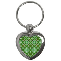 Digital Computer Graphic Seamless Geometric Ornament Key Chains (heart)  by Simbadda