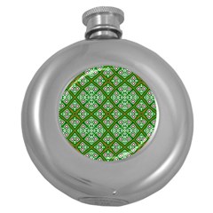 Digital Computer Graphic Seamless Geometric Ornament Round Hip Flask (5 Oz) by Simbadda