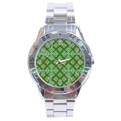 Digital Computer Graphic Seamless Geometric Ornament Stainless Steel Analogue Watch