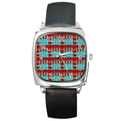 Architectural Abstract Pattern Square Metal Watch by Simbadda